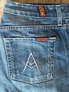 7 Seven For All Mankind "A" Pocket Bootcut Medium Wash Jeans Women's Low Rise 30 - Picture 1 of 7