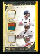 2022 Leaf In The Game Used JOHN ELWAY DAN MARINO JOE MONTANA Triple Relic 1/1
