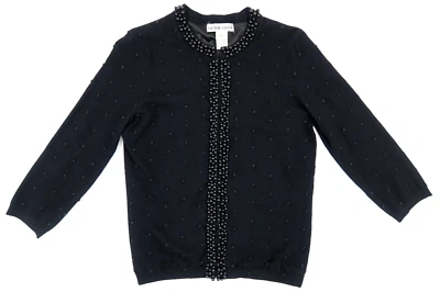 Victor Costa винтажный бисером 3/4 рукав кардиган свитер черный средний подходит маленький - Изображение 1 из 4