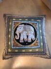 Vintage Thai Burmese Kalaga Elephant Hand Embroidered & Sequined Tapestry Pillow
