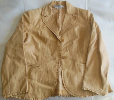 Chaqueta CARLISLE 100 % Cuero Tostado Bolsillos Frontales Abotonados Talla 8 Foto 1 de 4