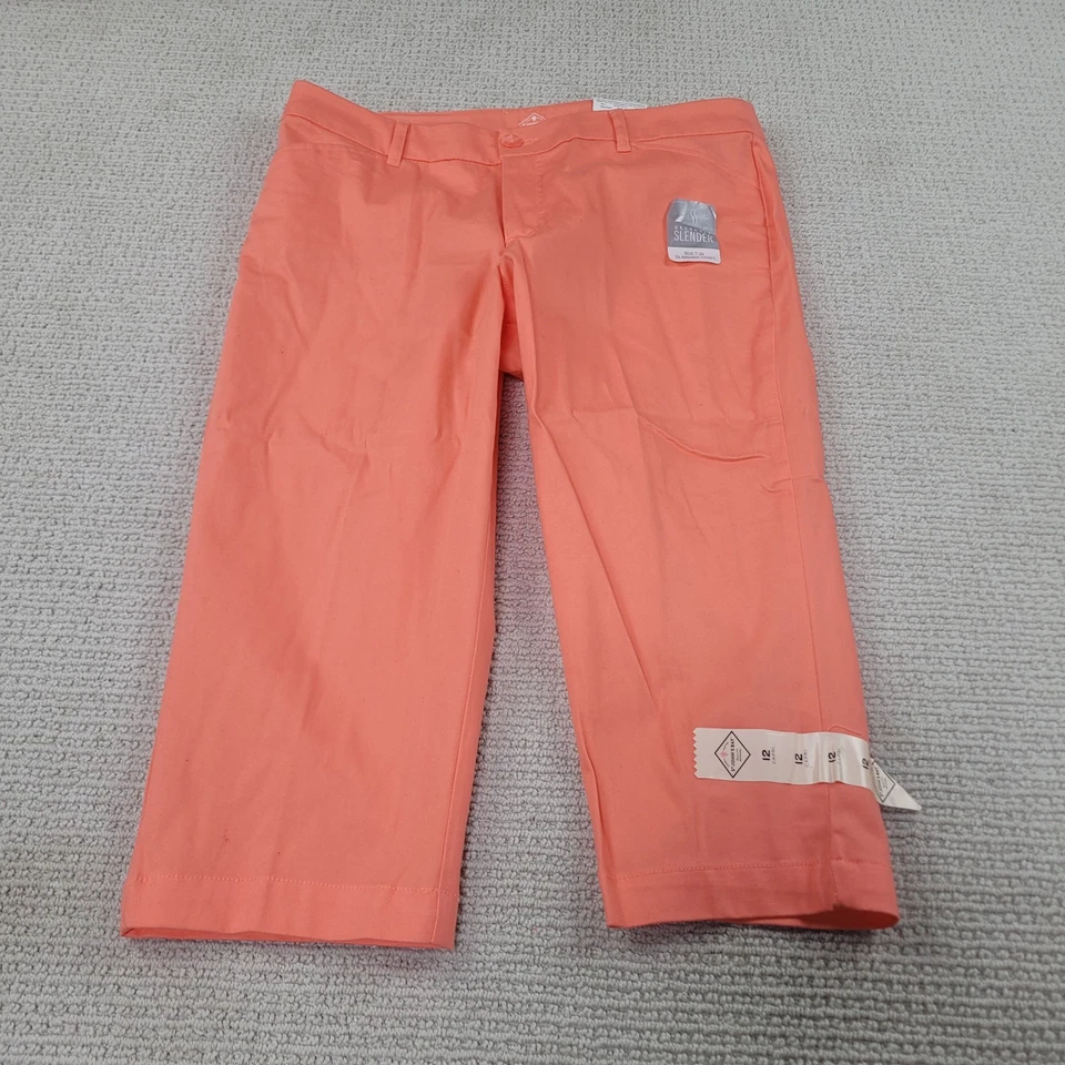 St. Johns Bay 女式 12 卡普里裤融合珊瑚全新带标签高腰休闲修身 — 第 1/4 张图片