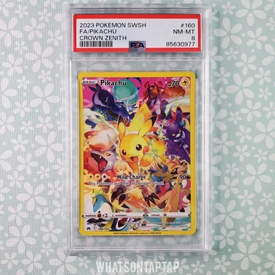 Pokemon Card Pikachu 160/159 Secret Rare Sword Shield Crown Zenith PSA 8 - Image 1 of 2
