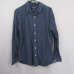 Banana Republic Mens Button Up Shirt L Blue Slim Fit Linen Cotton Blend - Picture 1 of 11