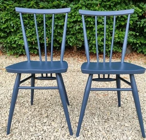 ERCOL 391 SOLID ELM  DINING CHAIRS IN COLOUR OF PLIMSOLL PAINT AND PAPER LIBRARY - Picture 1 of 6