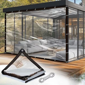 Transparent Waterproof Tarpaulin Clear PVC Poly Tarp Garden Rainproof Plant Cove - Picture 1 of 6