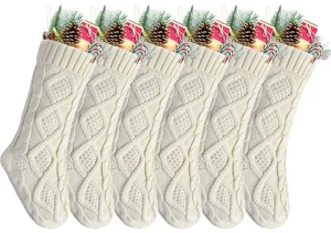 Christmas Stockings Bulk 20 Inch Ivory Knit Xmas Stockings for Family Christm... - Picture 1 of 4