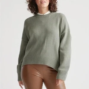 Quince Women's Size M 100% Organic Cotton Boyfriend Crewneck Sweater Agave Green - Picture 1 of 7
