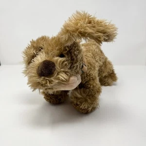 Toy Works Scruffy brauner Hund 14 Zoll Plüsch mit frechen Ohren Knochen in Mund und Halsband - Bild 1 von 12