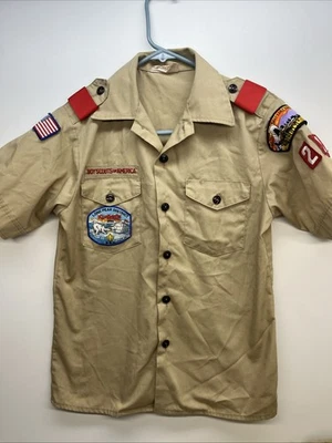 Boy Scouts of America Uniform Shirt Youth 14  Beige Short Sleeve BSA 🔥 - Image 1 of 4