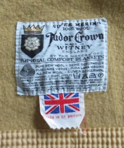 Vintage Tudor Crown Super Merino 100% Wool Blanket Made in England - Picture 1 of 8