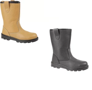 Grafters M021 Puntera de Acero Seguridad Trabajo Rigger Botas Pull On Cuero Reino Unido 6-15 - Imagen 1 de 5