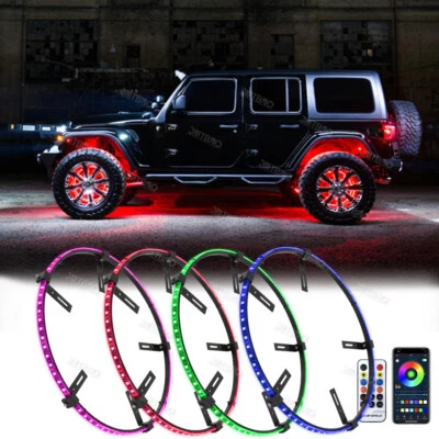 Anillo de rueda 4x15,5"" RGB luces de neón LED Bluetooth APP para Jeep Wrangler JK Willys Foto 1 de 4