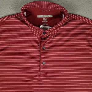 Greg Norman Polo Shirt Mens Size Large Red Striped Shark Golf Short Sleeve - Picture 1 of 6