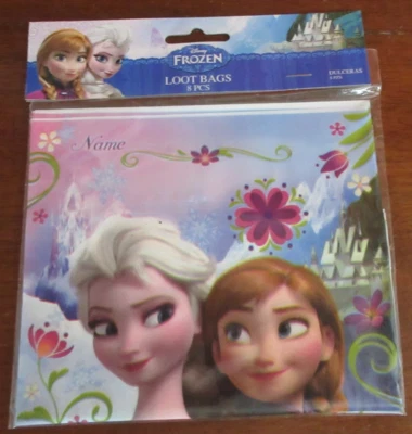 NIP Walt Disney FROZEN Birthday LOOT BAGS 8 PCS ANNA & ELSA Design Ware - Image 1 of 2