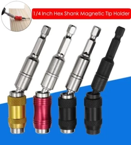 4 Pcs 1/4" Hex Shank Magnetic Swiveling Drill Bit Tip Holder Set Bendable in 20° - Picture 1 of 7