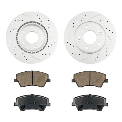 Front Drilled Rotors Ceramic Brake Pads For 2017-2019 2020 Hyundai Elantra 1.4L - Image 1 of 4