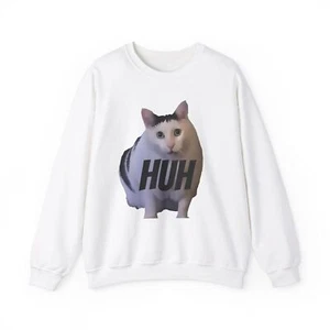 Huh Katze Meme Sweatshirt Unisex lustig Weihnachten 2024 Gag Geschenk für Kätzchen Katzenliebhaber - Bild 1 von 7