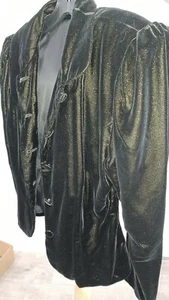 Beautiful Vintage 50s Black Velvet Blazer Victorian Goth Gold Sparkle Small - Picture 1 of 7