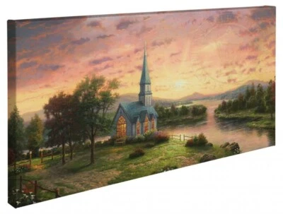 Thomas Kinkade Sunrise Chapel 16 x 31 Gallery Wrapped Canvas - Image 1 of 2