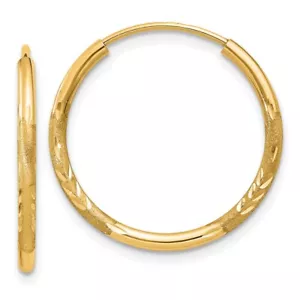 10K Yellow Gold 1.5mm Satin Diamond-cut Endless Hoop Earrings L- 17 mm, W-17 mm - Picture 1 of 4