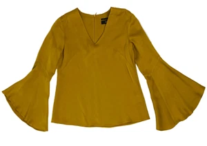 Cue Womens Top 6 Gold Bell Sleeved Blouse Medieval Boho Hippy Trend - Bild 1 von 7