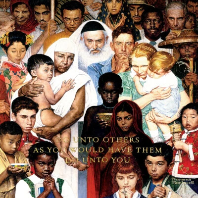 Rompecabezas de 1000 piezas MasterPieces The Golden Rule de Norman Rockwell Foto 1 de 4