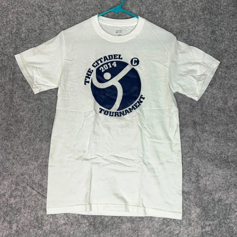 Citadel Bulldogs Men Shirt Small White Navy NCAA Volleyball College Short Sleeve Cover