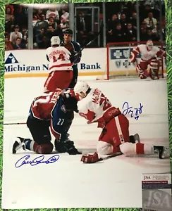 DARREN McCARTY CLAUDE LEMIEUX SIGNED 16X20 RED WINGS JSA - Picture 1 of 2