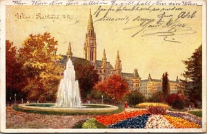 Postal de colección de los años 1910 Wien Rathaus Herbst Viena Ayuntamiento otoño Austria - Imagen 1 de 2