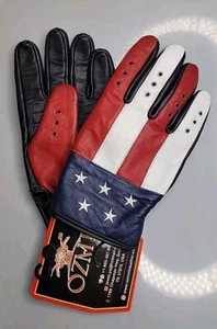 Ozmoto Genuine Leather Patriotic Motorcycle Gloves Sz 2XL I-touch Index & Thumb - Picture 1 of 6