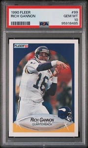 1990 FLEER #99 RICH GANNON PSA 10 GEM MINT ROOKIE RC MINNESOTA VIKINGS RAIDERS - Picture 1 of 2