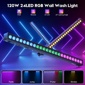 120W 24LED Wall Wash Light Bar DMX DJ Disco Party Stage Lighting with Remote - Picture 1 of 10