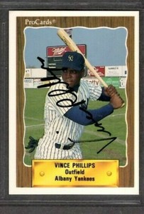 1990 ProCards #1046 Vince Phillips Albany Yankees Signed Autograph (H58) 
