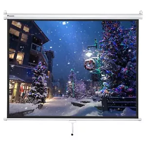 InstaHibit 72" 4:3 Projection Screen Pull Down Manual Indoor Outdoor Movie Night - Picture 1 of 11