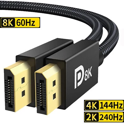 Display Port to Display Port Cable 1.4 DP to DP 8K 60Hz High Speed Video Audio - Image 1 of 4