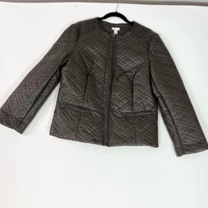 Chico's Jacke Damen 2 gesteppte Kunstleder Gepardenmuster Futter NEU - Bild 1 von 7