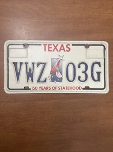 Vintage Texas License Plate 150 Years Of Statehood VWZ03G - Picture 1 of 2