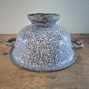 VINTAGE Holländisches SIEB Emaille Grau Emaillegeschirr Granitgeschirr - Bild 1 von 7