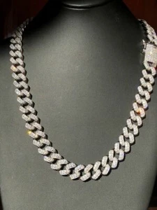 15mm Mens Miami Cuban Link Chain Real Solid 925 Sterling Silver CZ HIP HOP - Picture 1 of 12