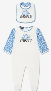 NEW Young Versace Baby Newborn Designer Romper /Bib Baby grow 6-9m Gift Set $380 - Picture 1 of 4