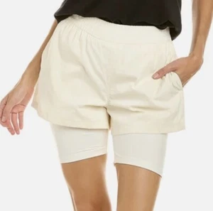 WE WORE WHAT Windbreaker Biker Shorts Off-White Size L - Picture 1 of 12