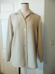 Grace Collection British Tan Gessato Manica Lunga Pigiama Collo Camicia Giacca M - Foto 1 di 8