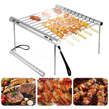 Portatile Pieghevole Acciaio Inox Griglia Acciaio BBQ Carbone Barbecue 