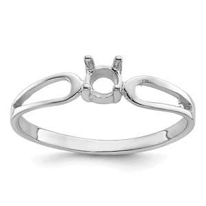 14k White Gold Polished 4mm Round Gemstone Ring Mounting - (no stones included) - Picture 1 of 6