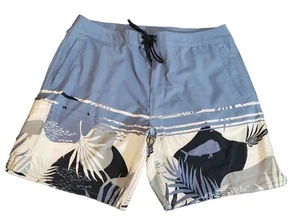 Aftco Board Shorts Swim Trunks Men's Size 38 Unlined Drawstring Zip Pockets Fish - Picture 1 of 7
