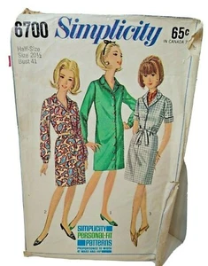 Vestido Camisa Damas Simplicity 6700 Patrón Costura Talla 20 1/2 - Imagen 1 de 2
