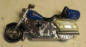 Vintage Metal Novelty Motorcycle Refillable Butane Lighter 3-1/4" Blue Used Tour - Picture 1 of 7