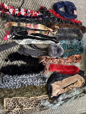 Large lot of 20 Unique scarf lot vintage style funky - Image 1 of 4