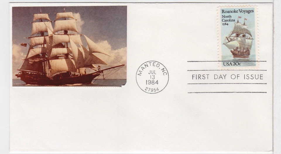 TurtlesTradingPost- Roanoke Voyages 1984 #2093 FDC Photo Cachet - Image 1 of 1